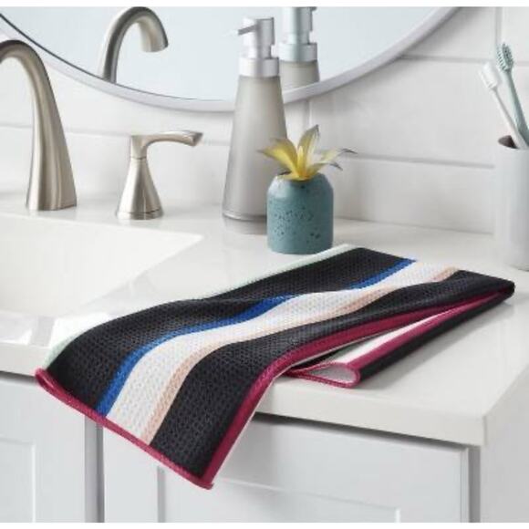 Room Essentials Waffle Bold Striped Hand Towel Multicolor 16”x26” - Picture 2 of 9